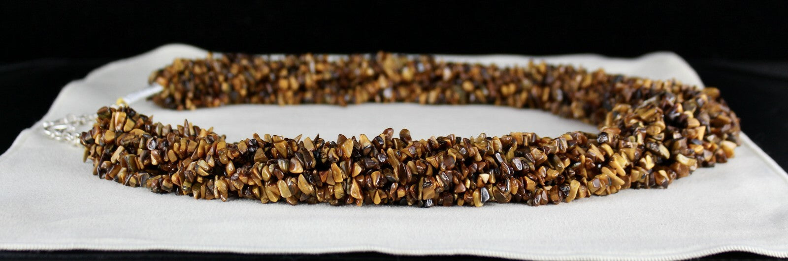 Natural Tiger Eye Beads 2189ct Sterling Silver Necklace Uncut Gemstone