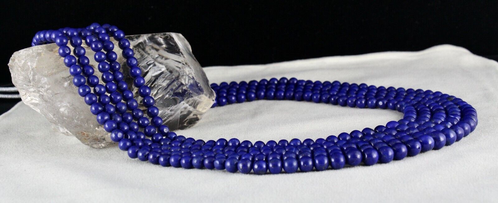 NATURAL BLUE LAPIS LAZULI BEADS ROUND 9MM 5 LINE 851 CTS GEMSTONE FINE NECKLACE