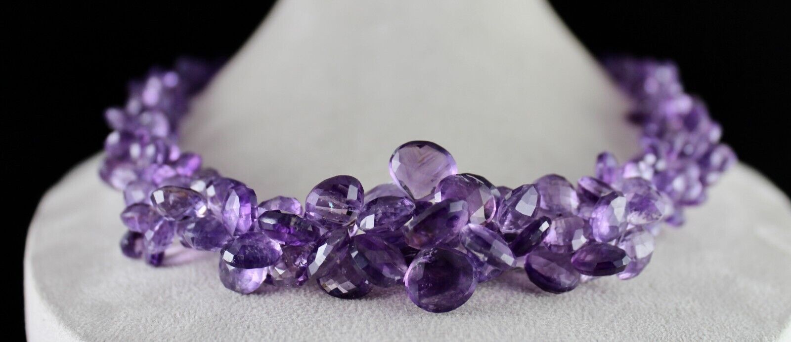 Natural Purple Amethyst Beads Teardrop 26 In 1091 Ct Gemstone Silver Necklace
