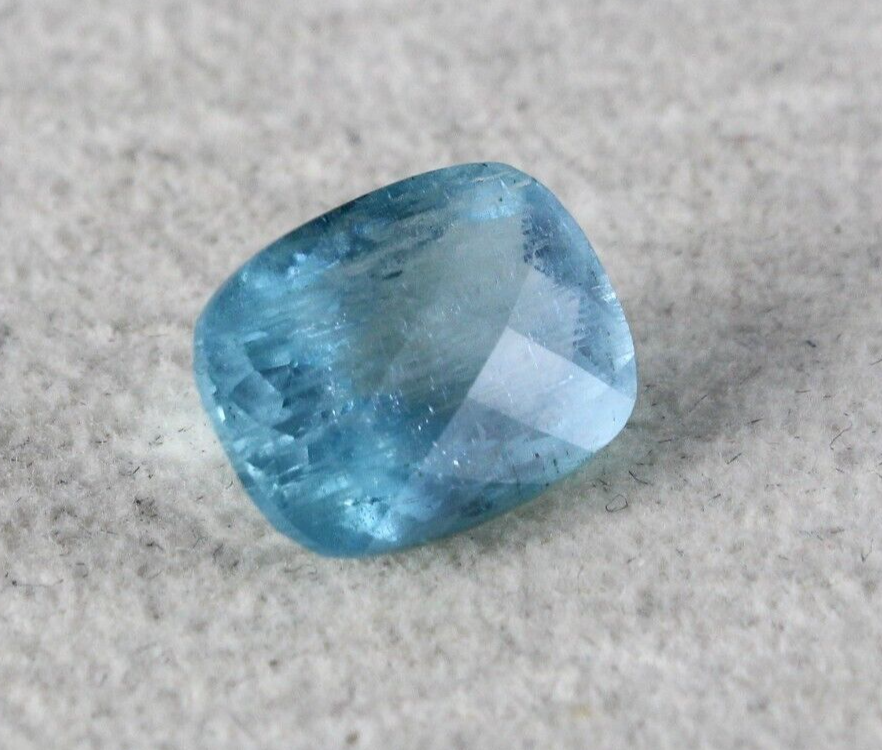 12X9 MM NATURAL BLUE AQUAMARINE CUSHION CUT 4.38 CARATS GEMSTONE RING PENDANT