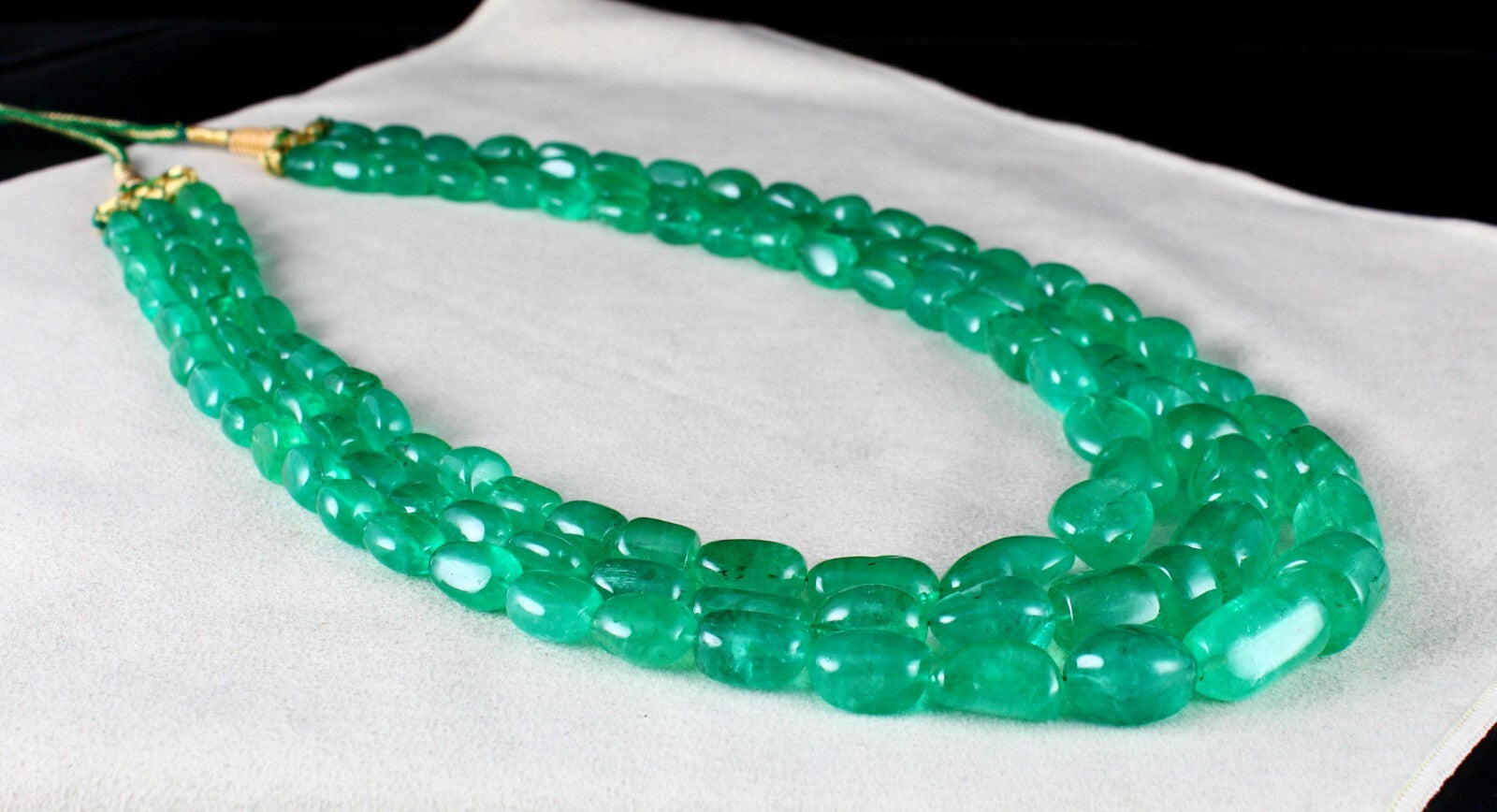 Certified Natural Colombian Emerald Beads Cabochon 1028ct Stone Necklace