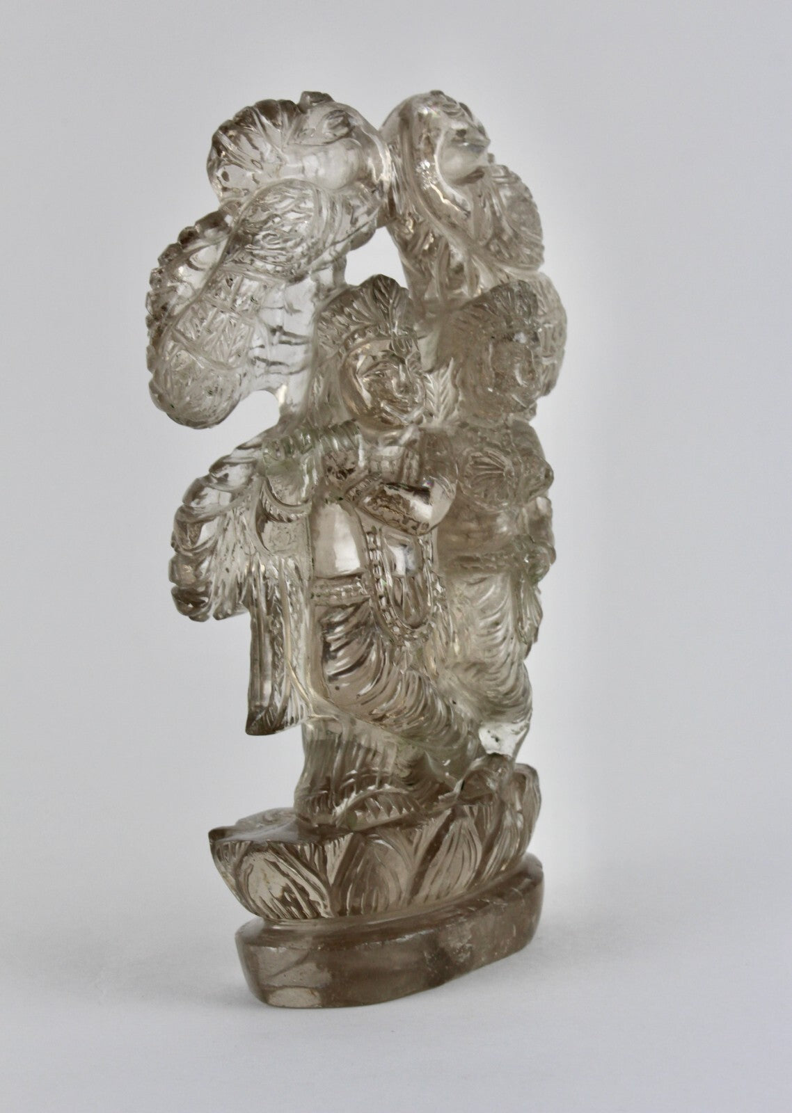 Certified Spiritual Smoky Quartz Radha Krishna Gemstone Statue 3440 Ct Decor