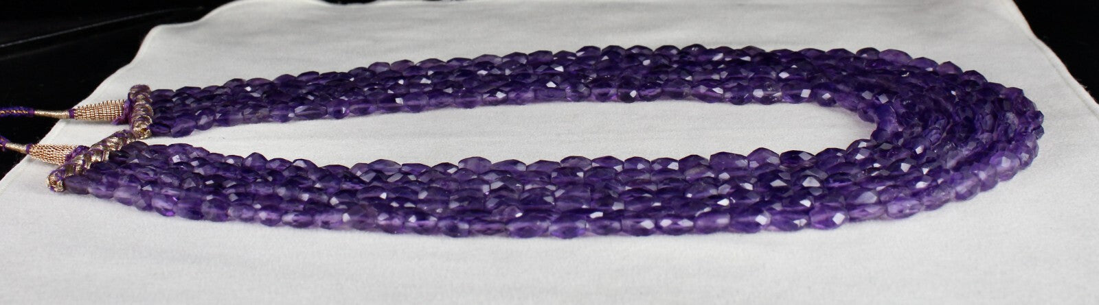 Natural Amethyst Faceted Beads Necklace 817 Ct Long 7" Purple Gemstone