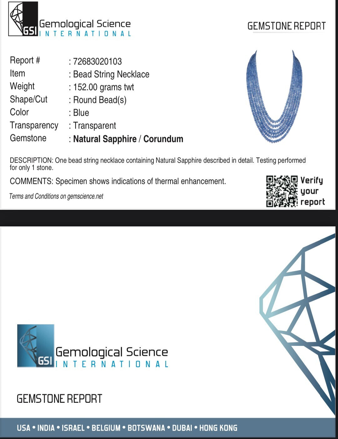 Certified Natural Blue Sapphire 739 Ct Beads Round Gem Necklace For Women