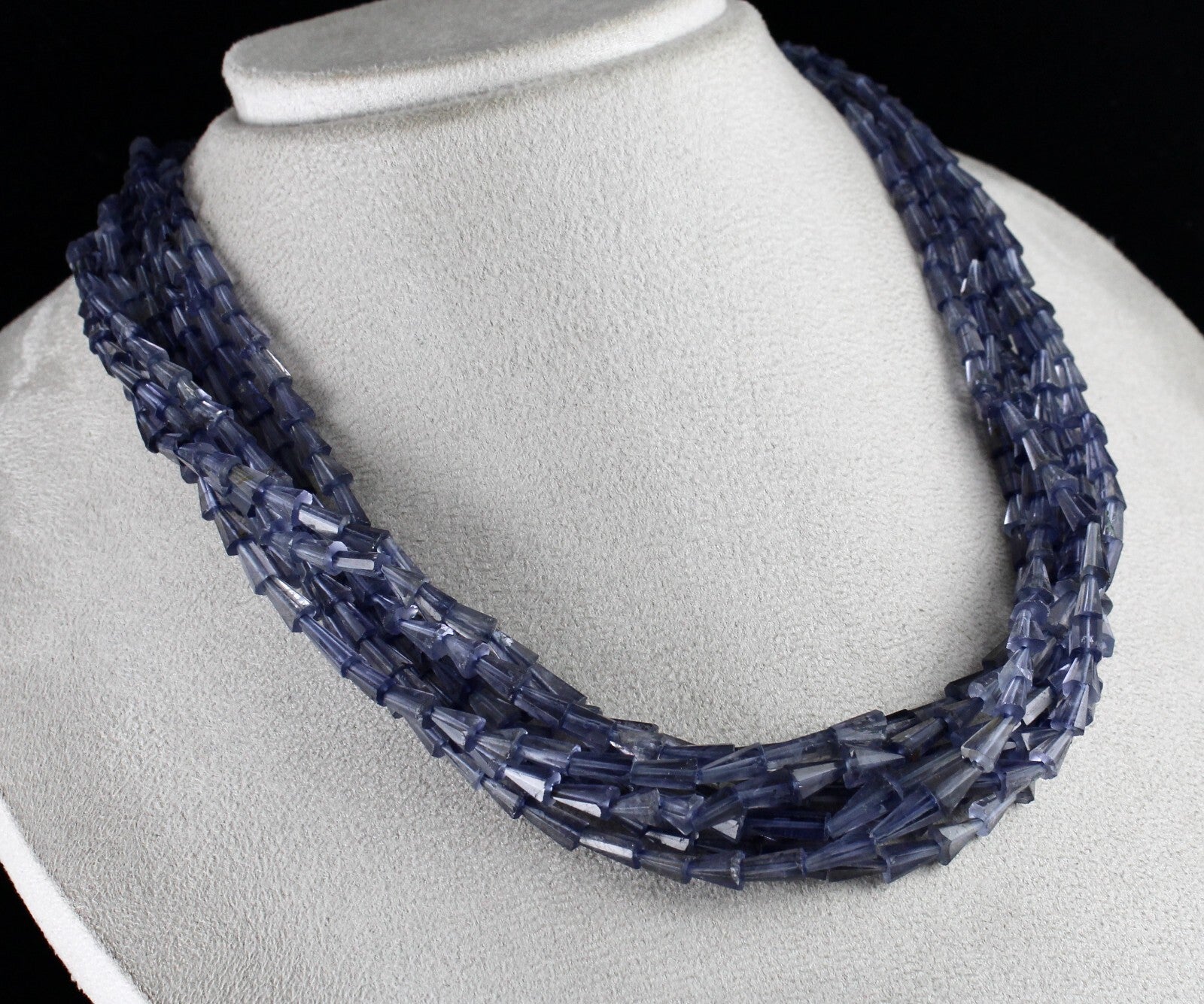 Natural Iolite Teardrops Fancy Blue Gemstone Necklace 498 Ct Fashion Beaded 8 L