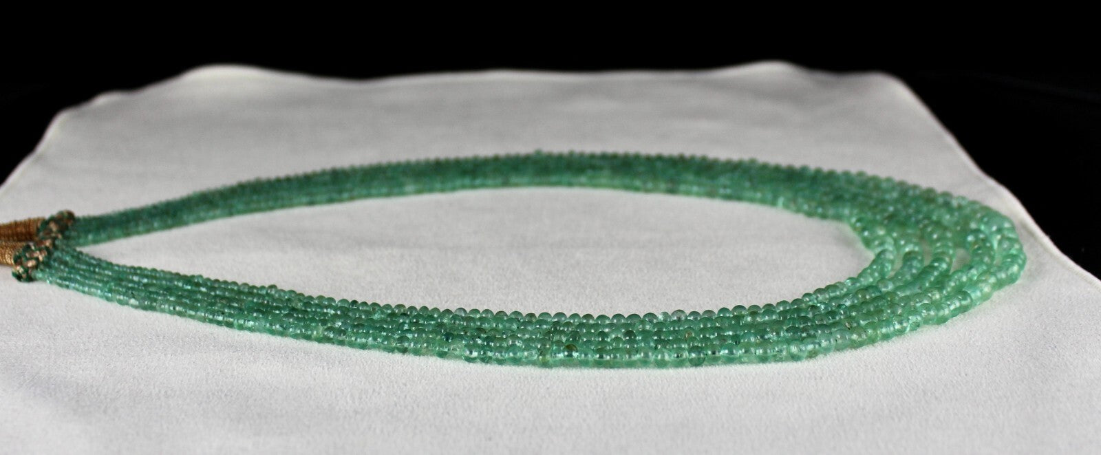 Certified Natural Emerald Beads Round Necklace 353 Ct Colombian Gemstone 5l