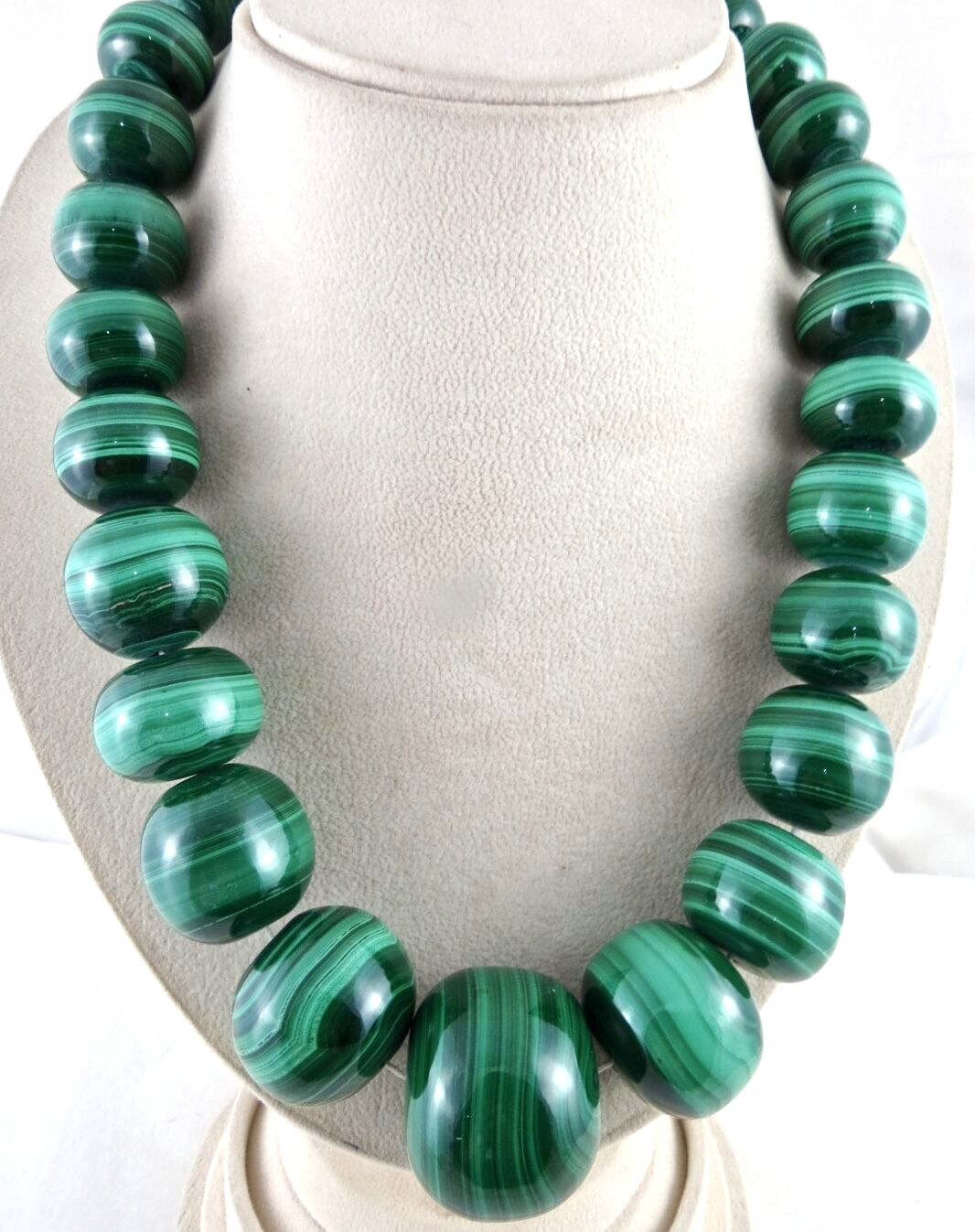 Certified 35mm Round Malachite Beads 3865 Ct Semi Precious Gemstone For Women