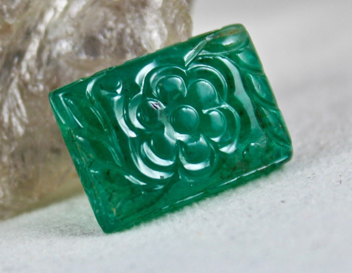 Certified Mughal Natural Zambian Emerald 24x17mm 33.44 Ct Gemstone Ring Pendant