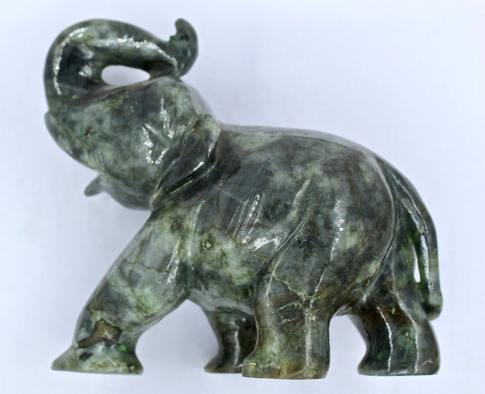 NATURAL BLACK LABRADORITE ELEPHANT STATUE 5775 CARATS GEMSTONE FOR HOME DECOR