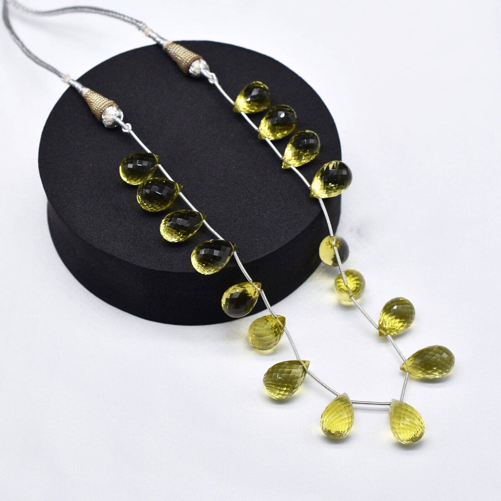 Natural Lemon Quartz Beads 180 Ct Tear Drops Gemstone Finest Party Necklace