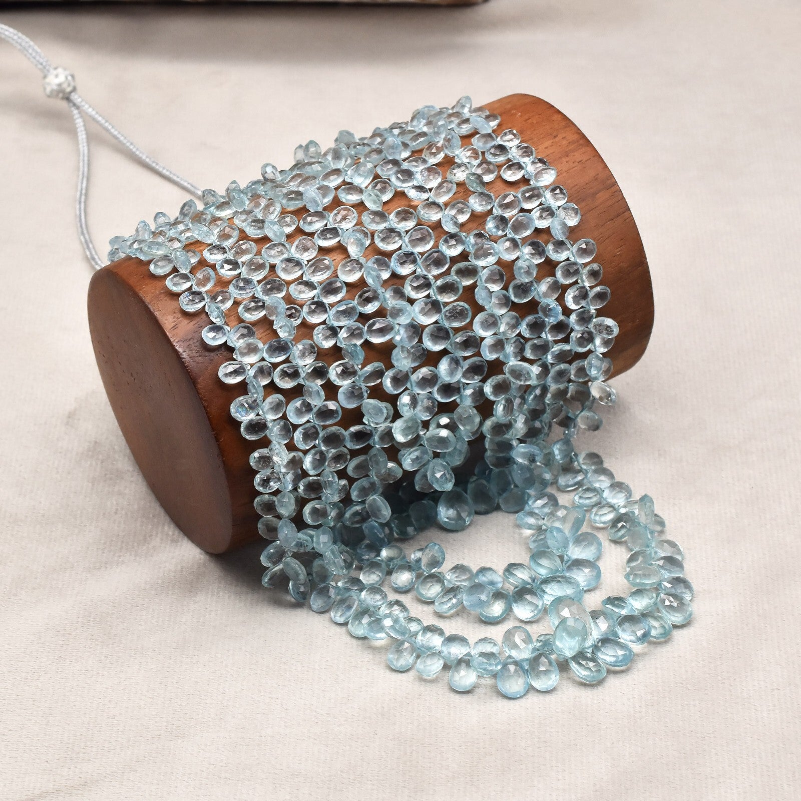 Certified Natural Aquamarine Drops Faceted 647 Ct Blue Gemstone Necklace