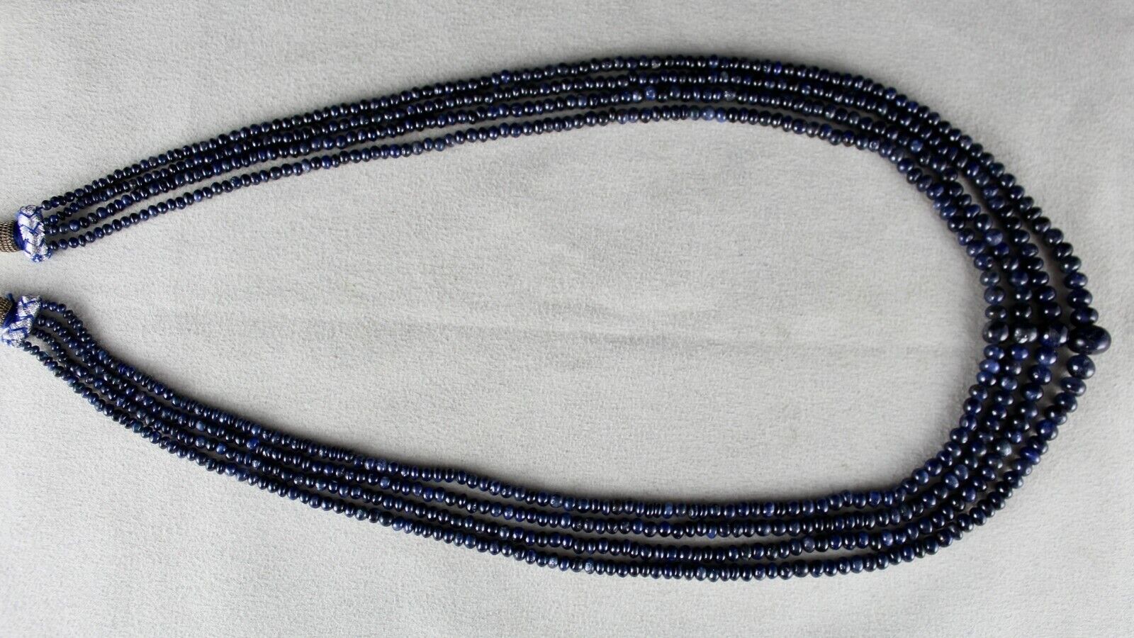 NATURAL BLUE SAPPHIRE BEADS ROUND 4 LINE 380 CTS GEMSTONE COLLECTORS NECKLACE