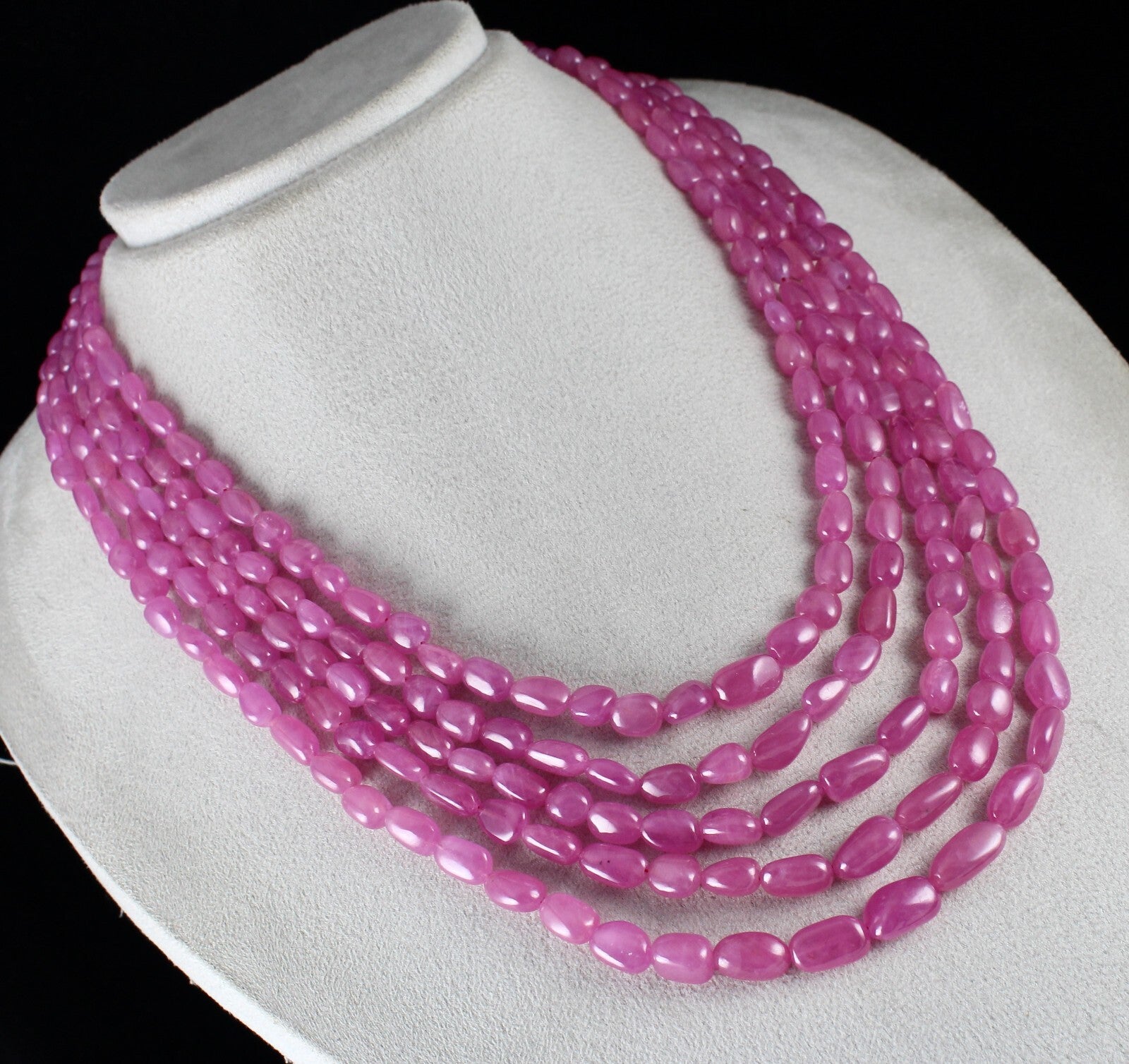 Certified Natural Ruby Beaded Necklace 1046 Ct Pink Gemstone Long Beads