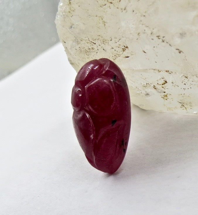 Natural Ruby 25.51 Ct Carved Pear Gemstone 23mm For Pendant & Ring