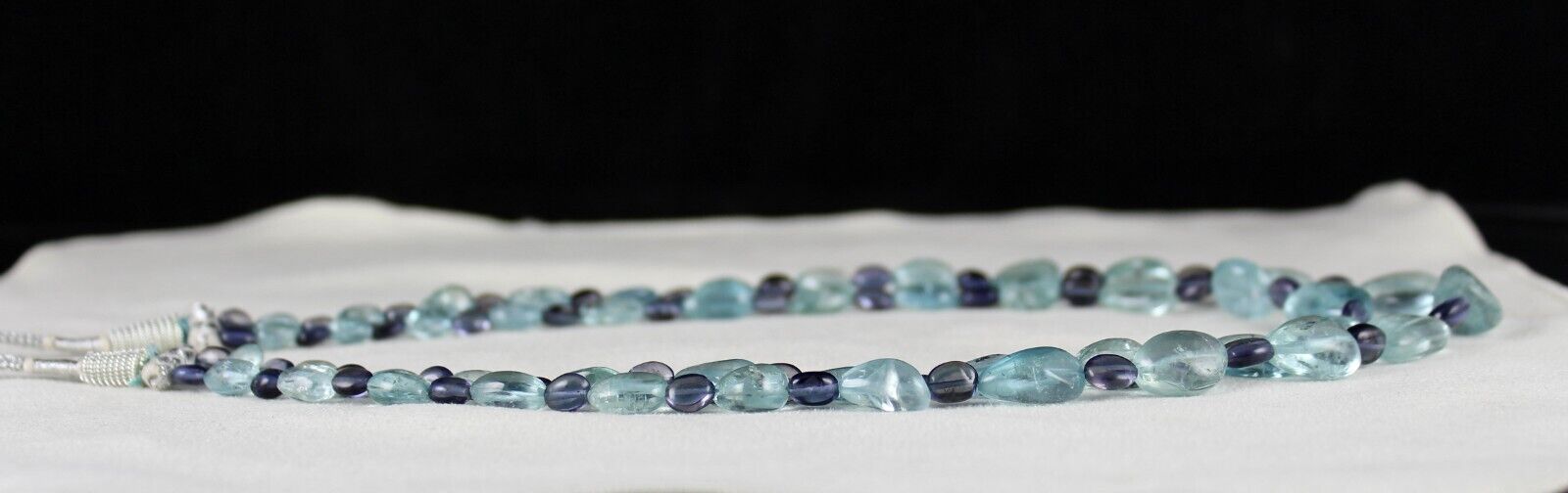 Certified Blue Natural Aquamarine Iolite Beads 2 L 334 Ct Gemstone Fine Necklace