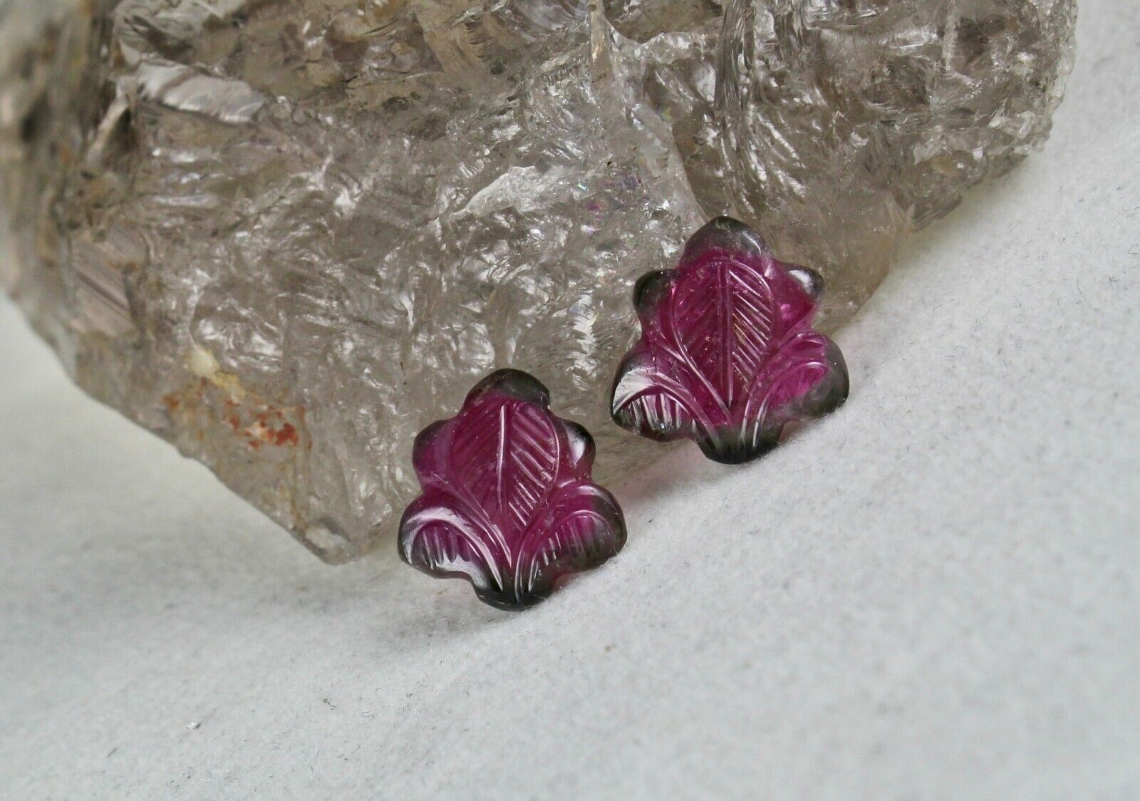 NATURAL MULTI BI TOURMALINE CARVED 4 PCS 32 CARATS GEMSTONE FOR EARRING DESIGN