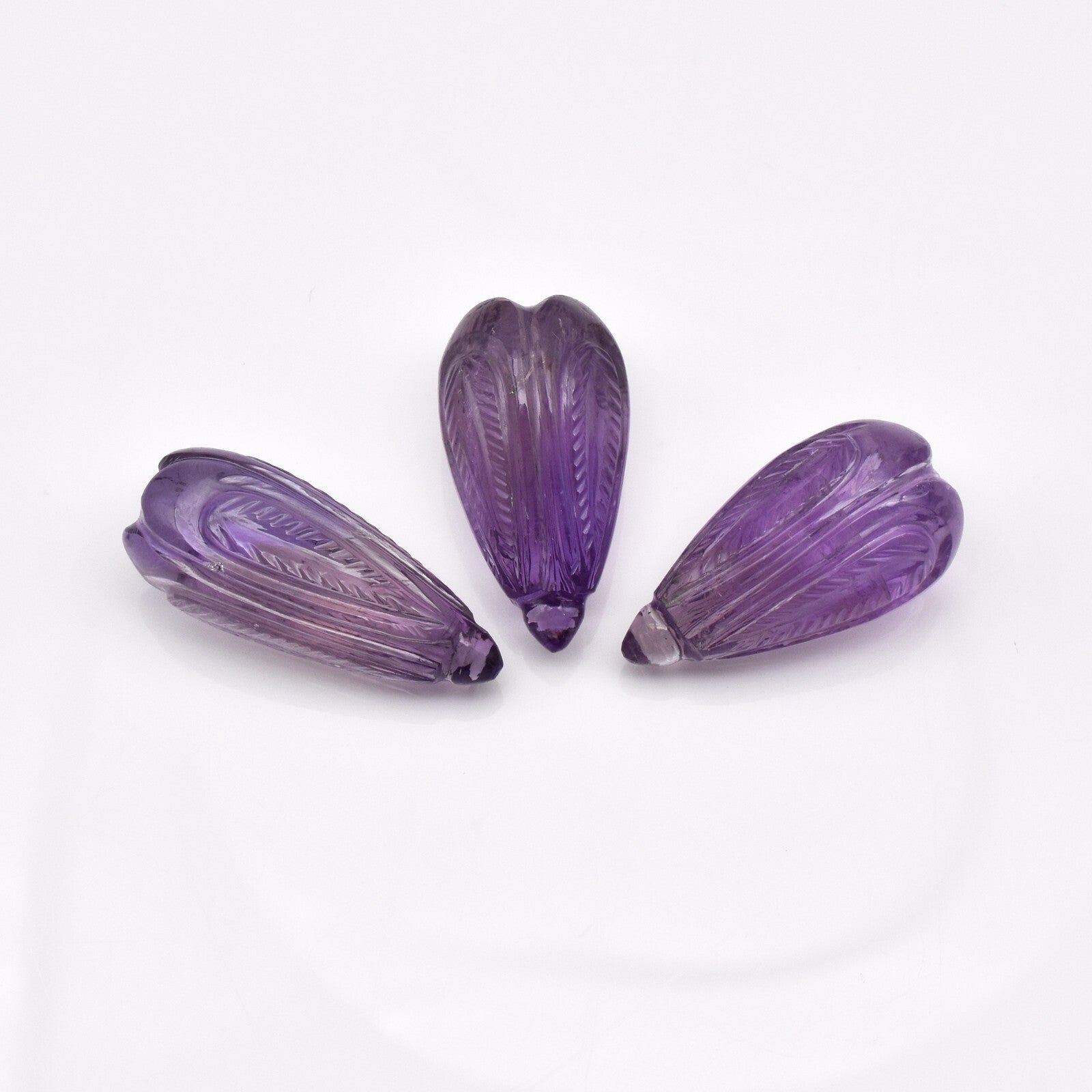 Natural Amethyst Engraved 94.34 Ct Drop Pendant Earring Gemstone Set For Women