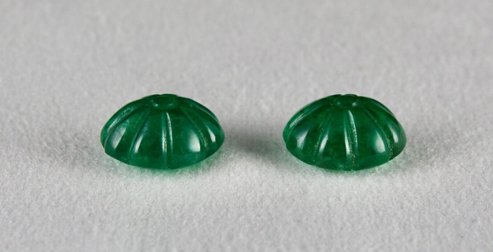 Natural Emerald Engraved Flower 15X12mm 21.24 Ct Certified Gemstone Earring Pair