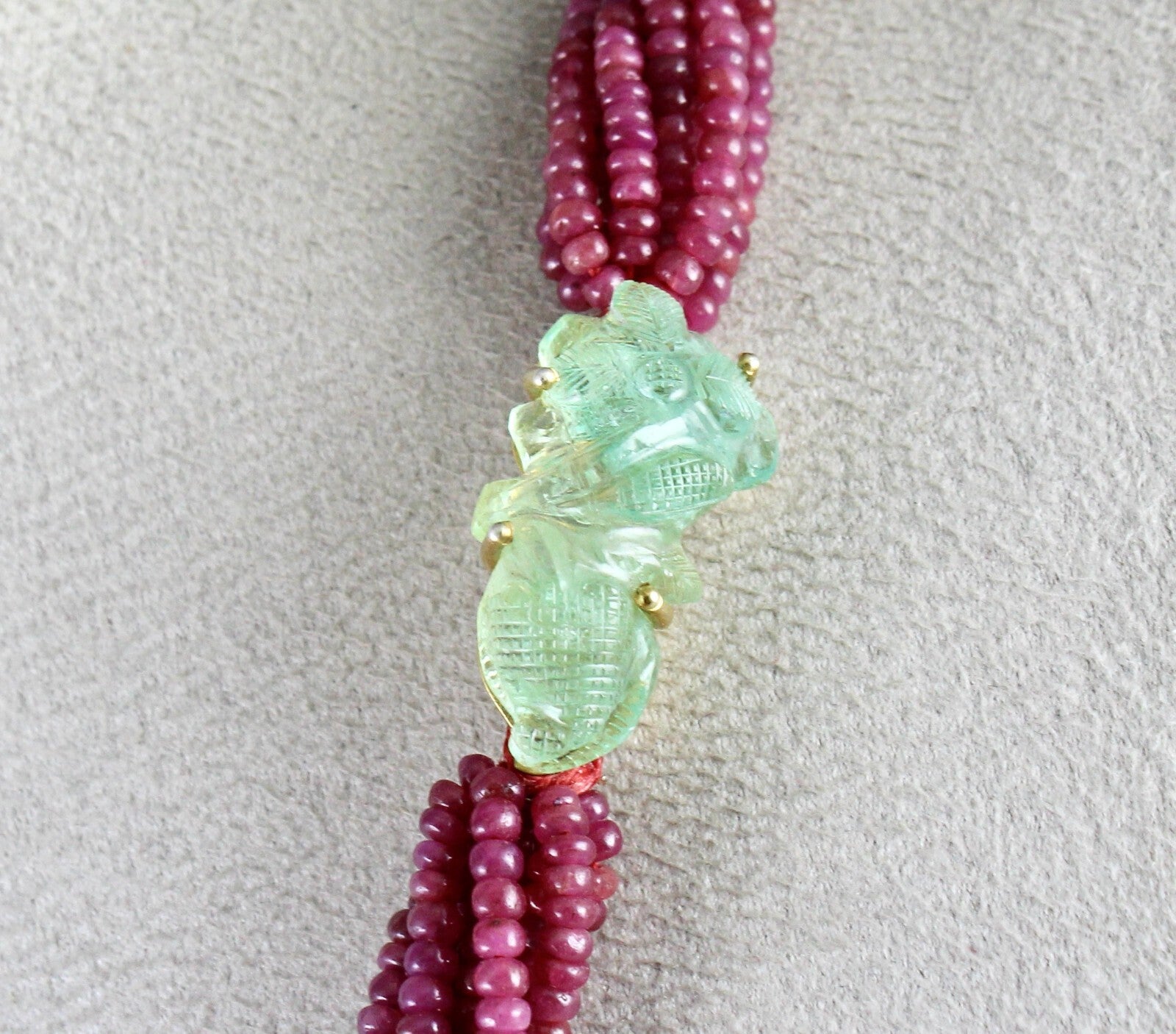 Certified Natural Ruby Beads 510 Ct Colombian Emerald Sterling Silver Necklace