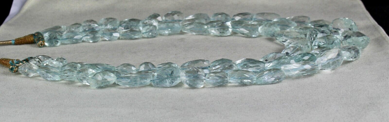 Natural Blue Aquamarine Beads Tumble Facets 3L 1228 Carats Beaded Stone Necklace