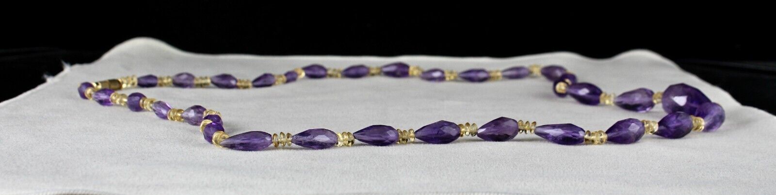 NATURAL CITRINE AMETHYST BEADS FACETED PEAR 232 CARATS GEMSTONE FASHION NECKLACE