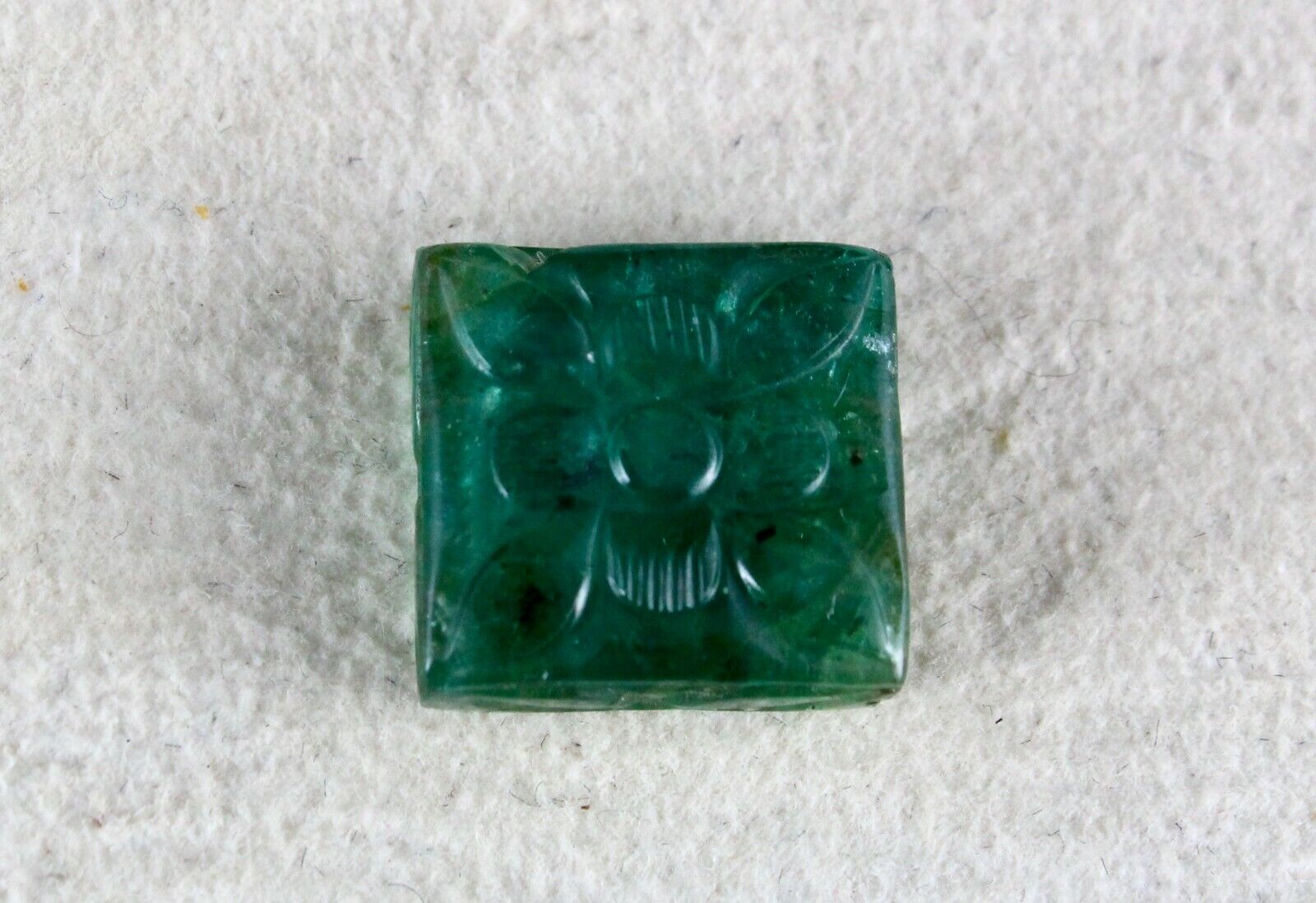 Natural Zambian Emerald Carved Square 10 Carats Gemstone Designing Pendant Ring