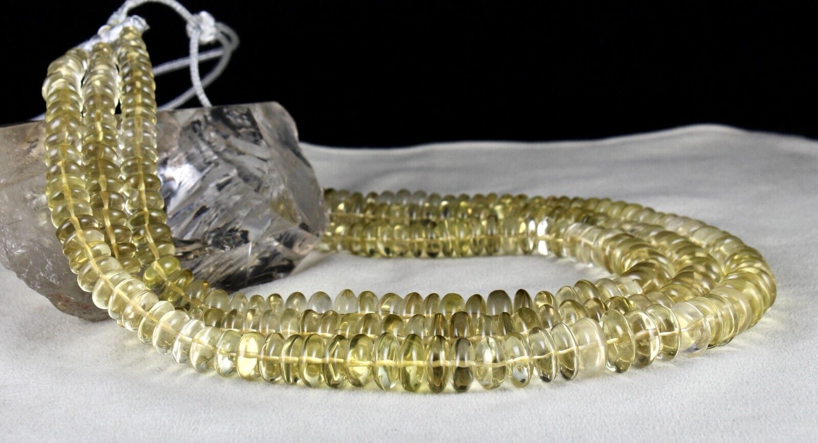 Natural Lemon Quartz Beads Button 1428 Ct Semi Precious Gemstone Yellow Necklace