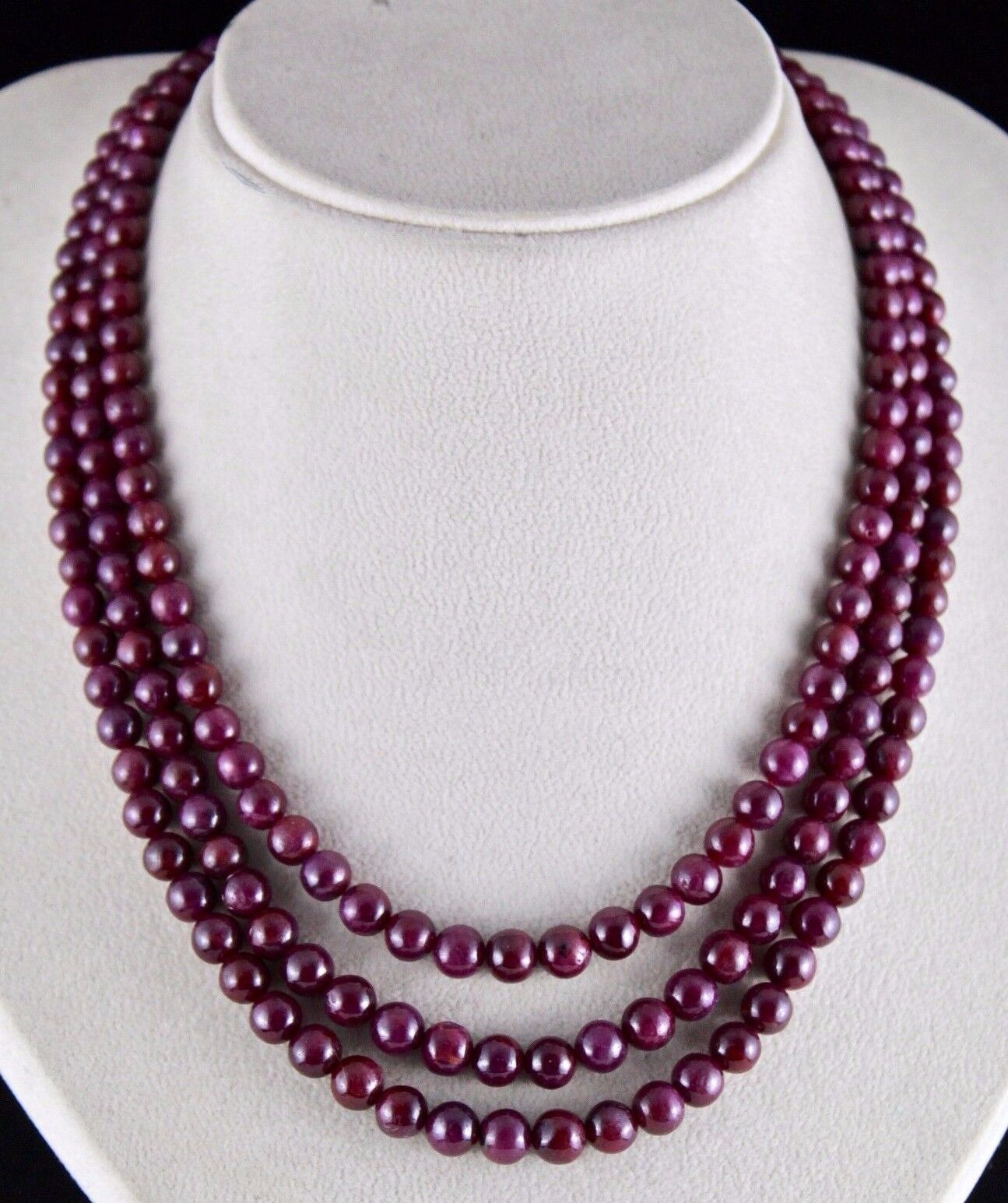 Untreated Natural Red Ruby Beads Round 3 L 638 Ct Precious Gemstone Necklace