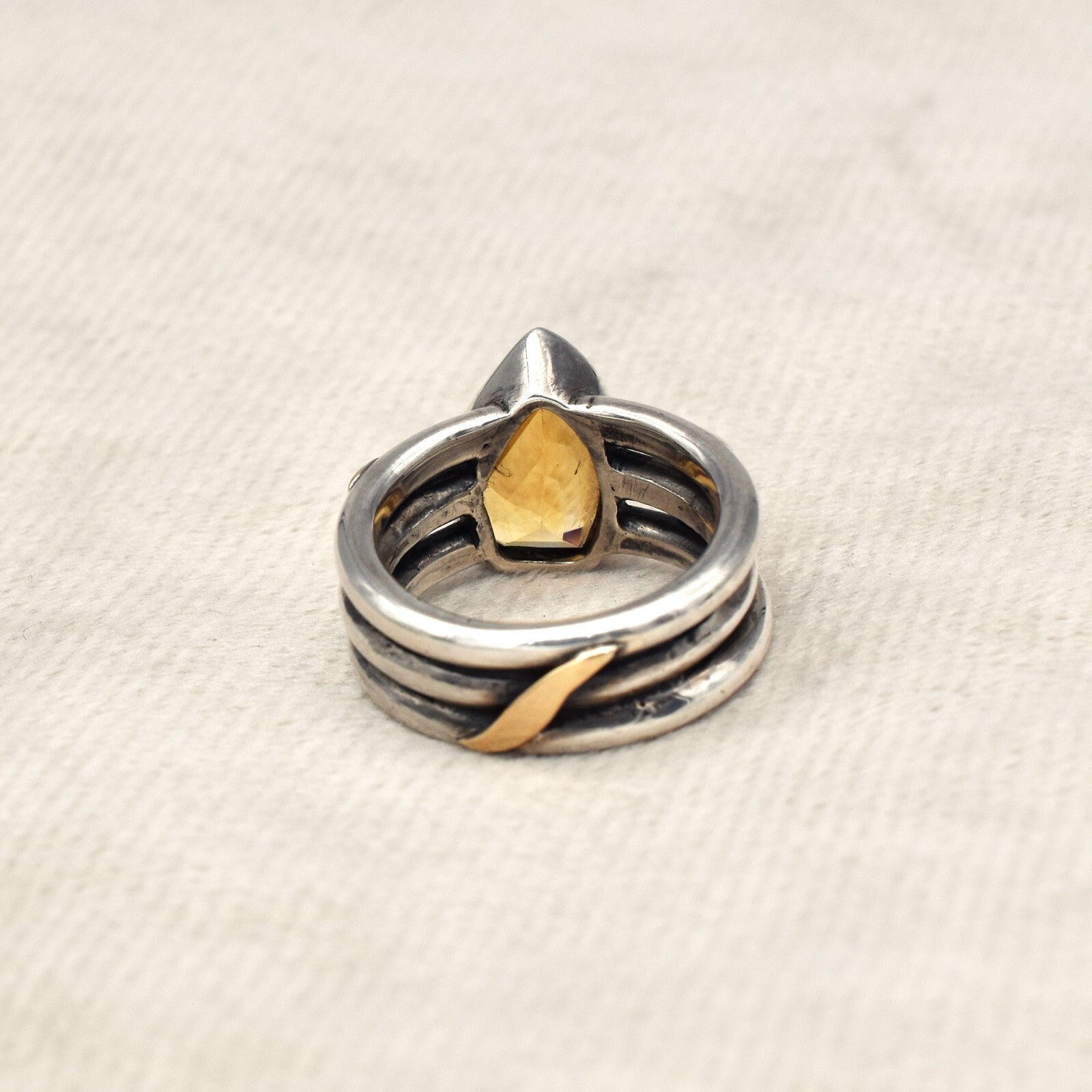 Vintage Citrine 10ct Ring 18k Gold 925 Sterling Silver November Birthstone