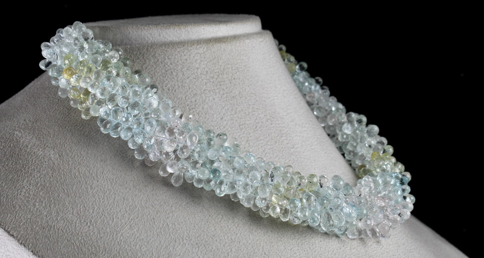 Certified Natural Multi Aquamarine Faceted Drops Necklace 776 Ct Gemstone 5 L