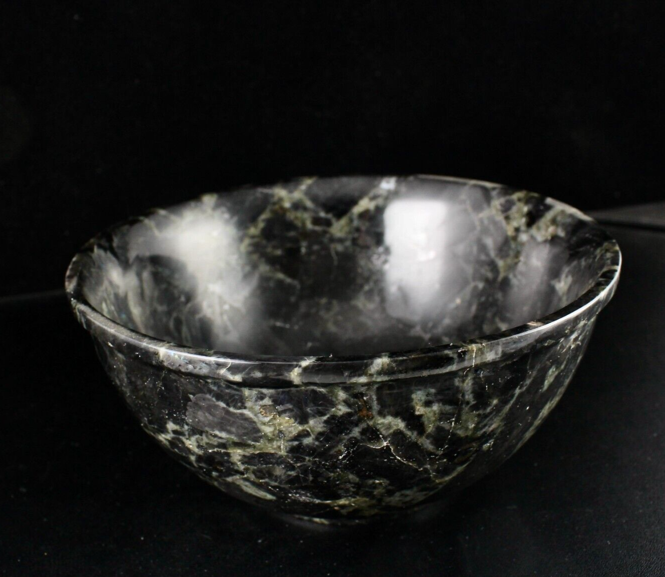 HOME DECOR NATURAL LABRADORITE 3210 CTS DESIGNER HAND CRAFTED CARVED FANCY BOWL