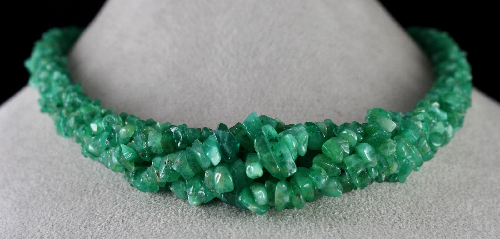 Certified Natural Colombian Emerald Beads Necklace 442 Ct Sterling Silver