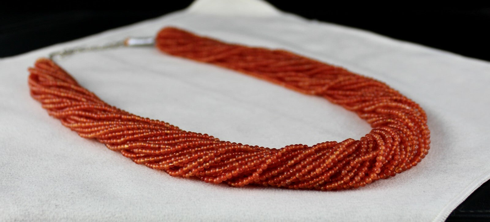 Natural Orange Carnelian 789 Ct Beads Round 32 L Gemstone Fashion Necklace