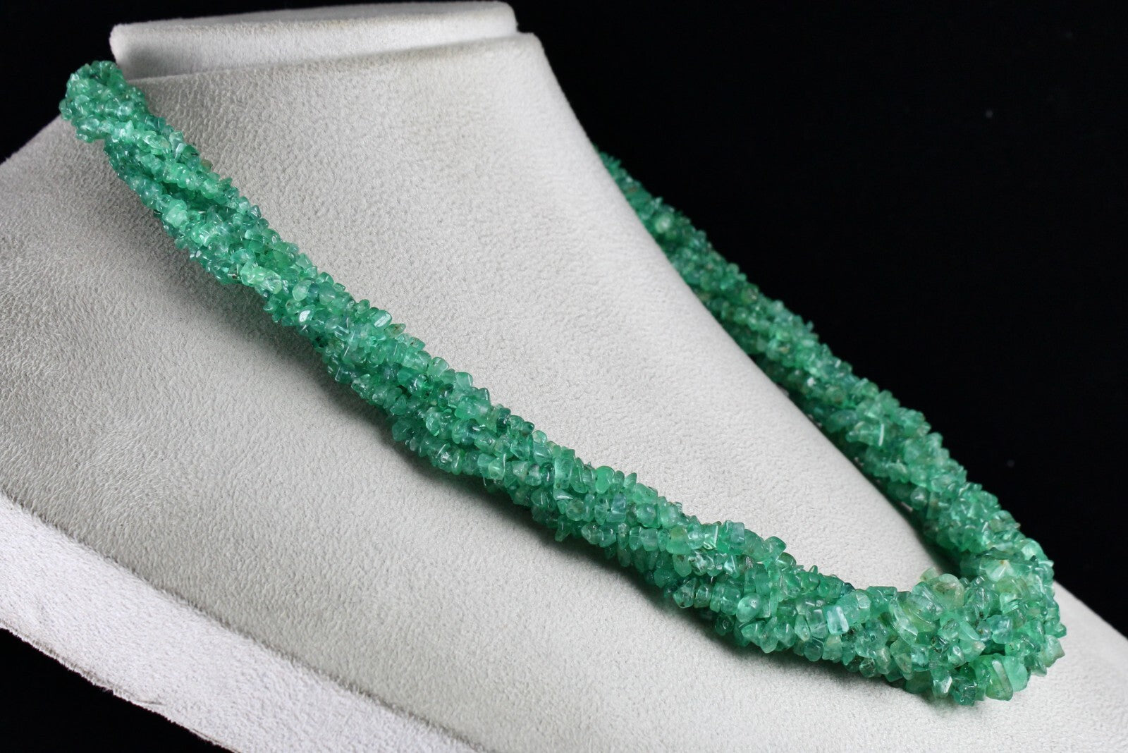 Certified Natural Emerald Beads Necklace 542Ct Colombian Gemstone Silver Jewelry