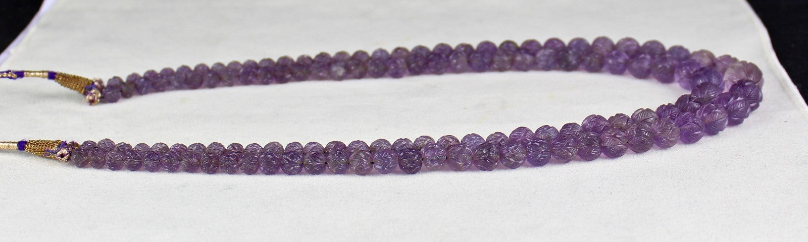 Natural Amethyst 459 Ct Engraved Round Beads Antique Purple Necklace