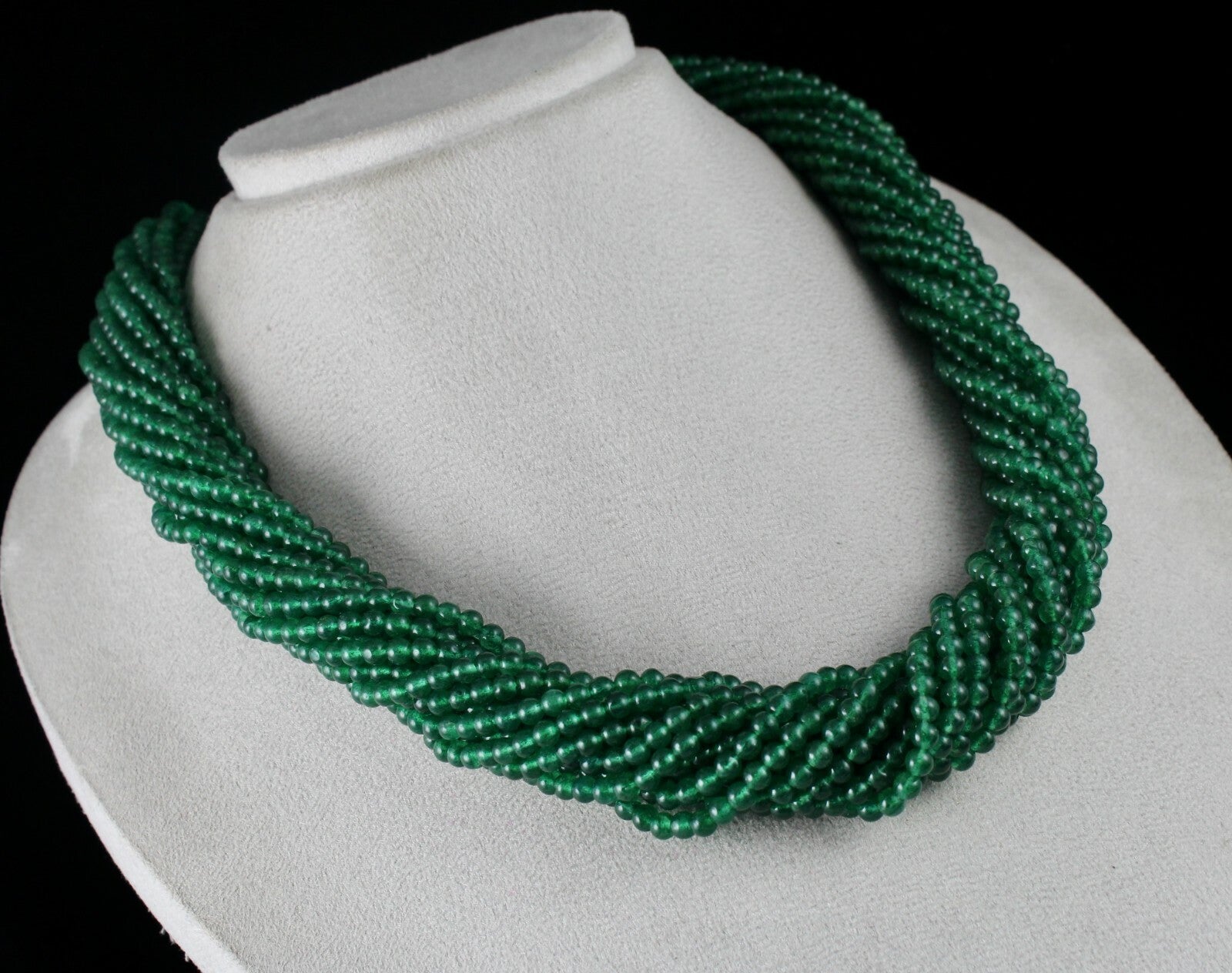 Emerald Colour Green Quartz 15l Necklace Aventurine 1175 Cts Round Beads