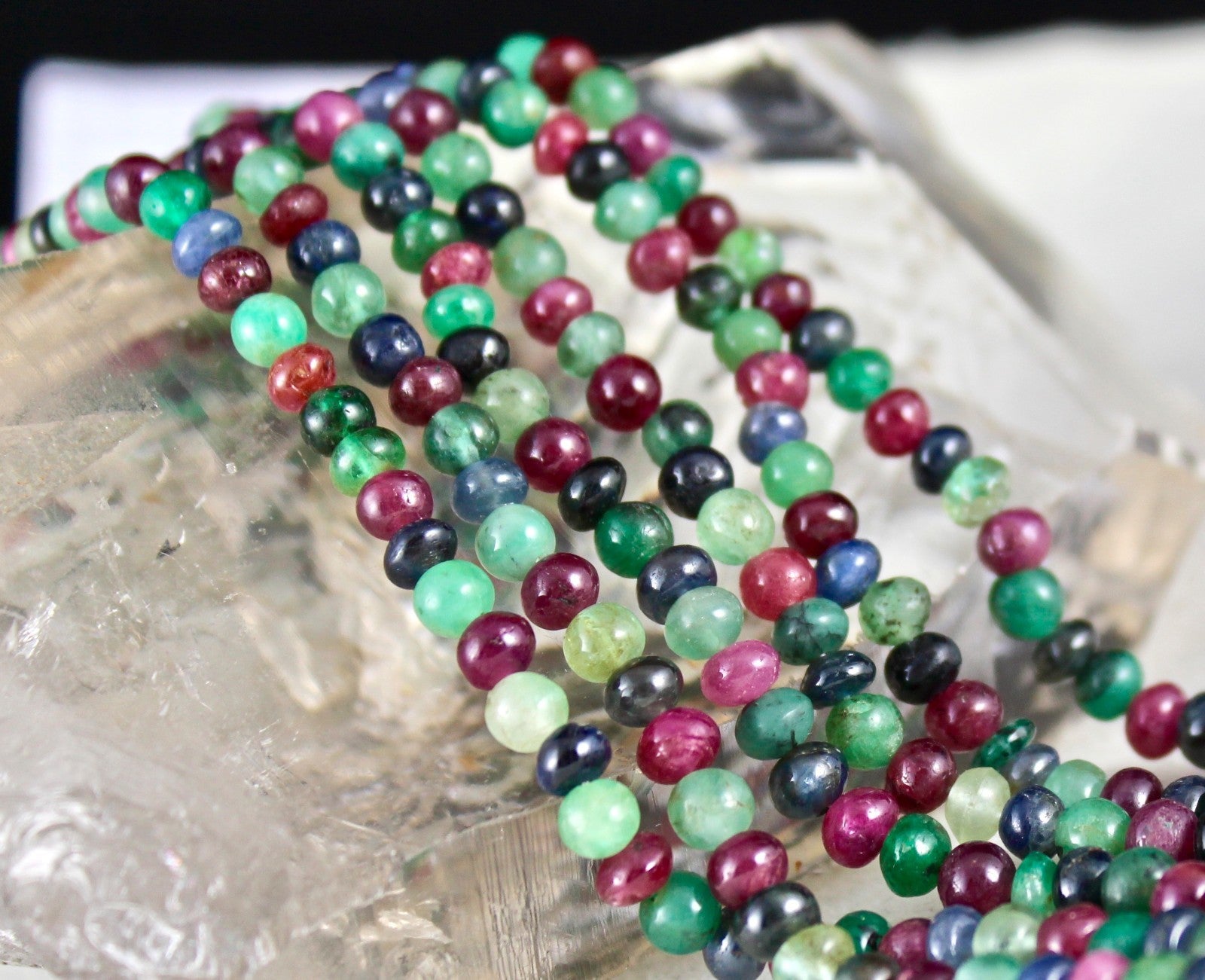 Certified Natural Emerald Ruby Sapphire 303ct Gemstone Necklace For Women