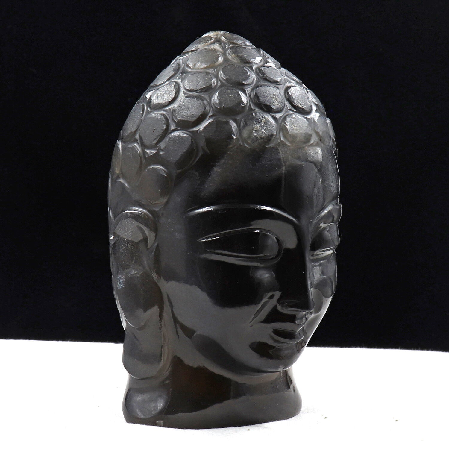 Natural Smokey Quartz Buddha Head 6.5 In 8480 Ct Gemstone Statue For Home Decor