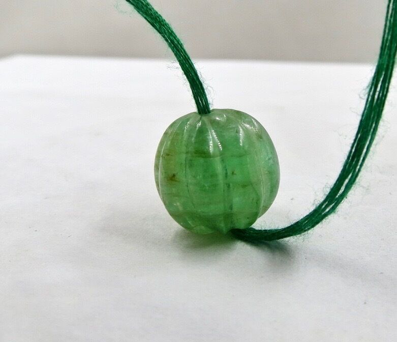 NATURAL COLOMBIAN EMERALD MELON CARVED BEAD 14.16 CARATS GEMSTONE FOR DESIGNING