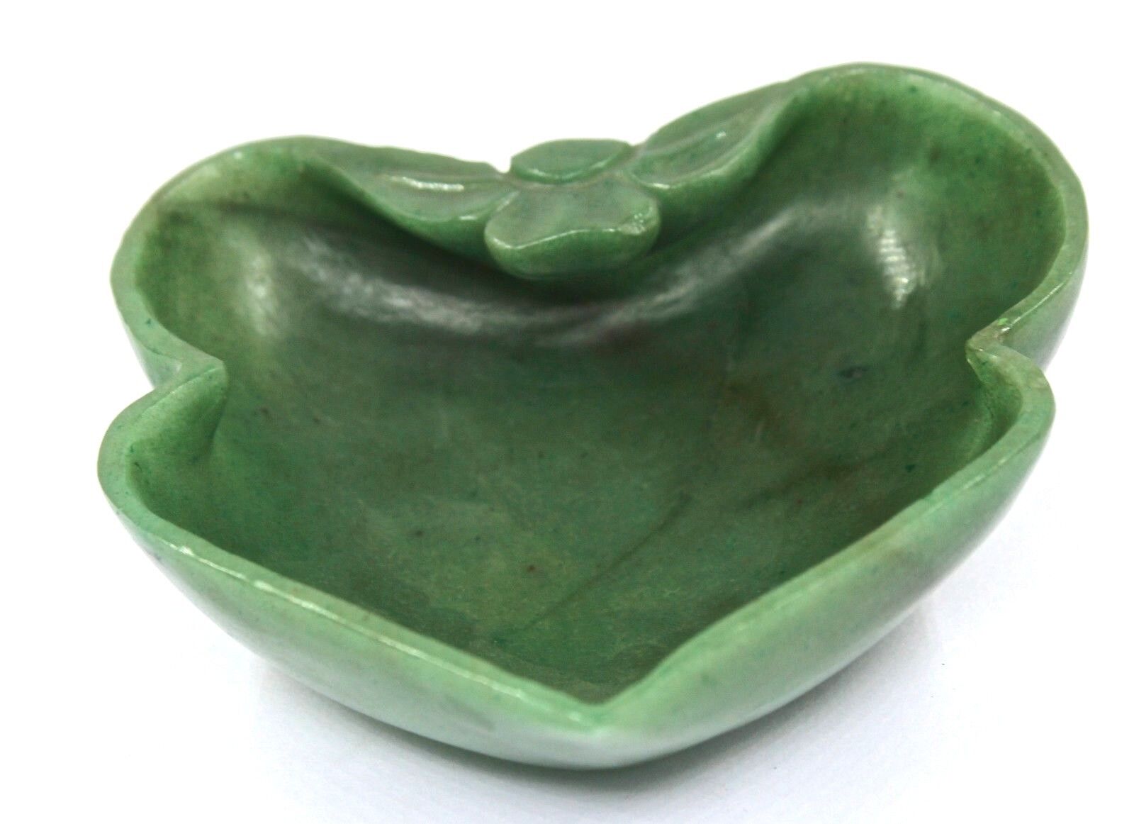 NATURAL GREEN JADE 1135 CARATS CARVED LEAVES BOWL FOR HOME DECOR