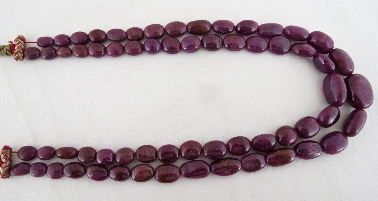  22 MM BIG NATURAL UNTREATED RUBY BEADS CABOCHON 2 L 720 CTS PRECIOUS NECKLACE