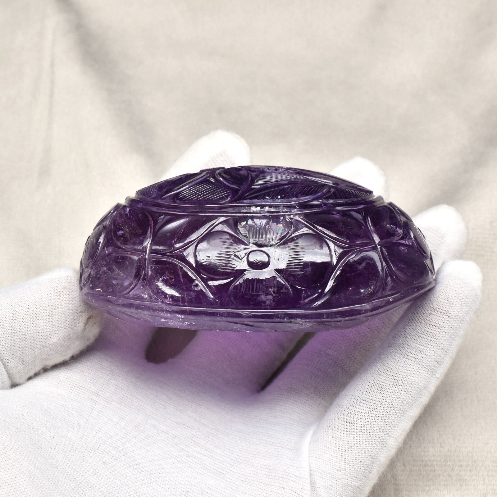 Vintage Oval Natural Amethyst 1940 Ct 90x69mm Gemstone Collector Piece Certified