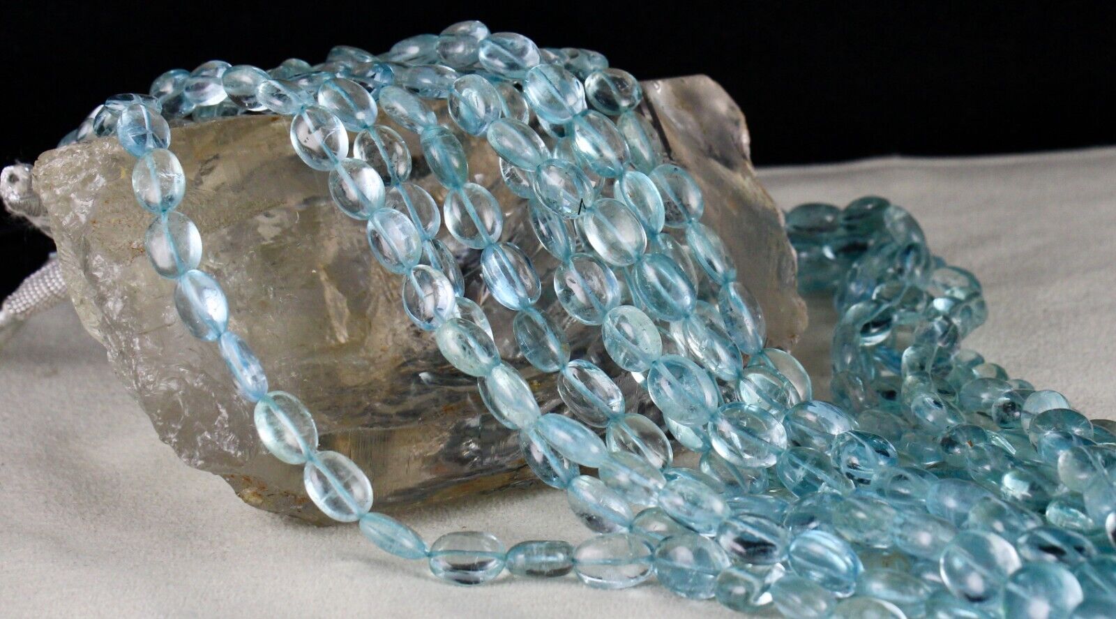 Certified Natural Blue Aquamarine Beads Cabochon 7 L 1405 Ct Important Necklace