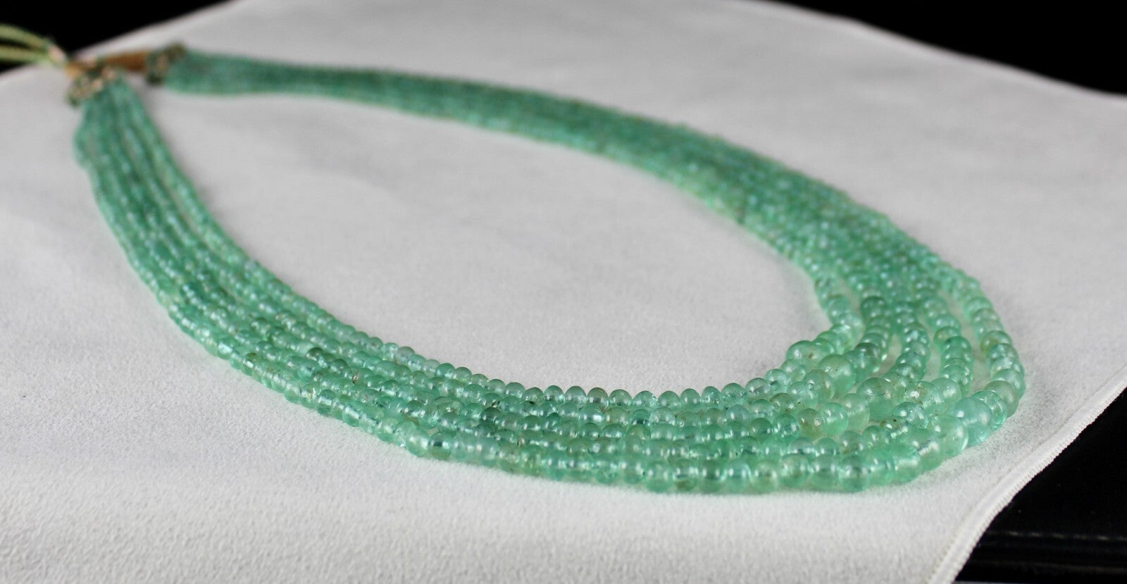 Certified Natural Emerald Beads Round Necklace 353 Ct Colombian Gemstone 5l