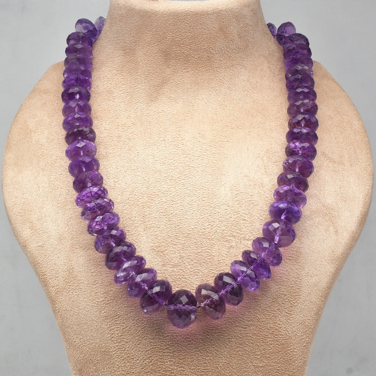 Certified Natural Amethyst Faceted Round Beads 1340 Ct Purple Gemstone Necklace