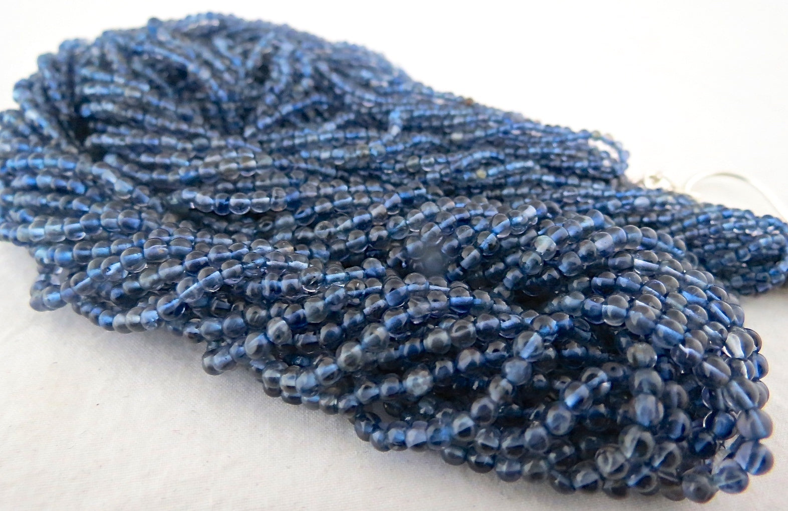 Natural Iolite 417ct Blue Round Beads Sterling Silver Fashion Necklace