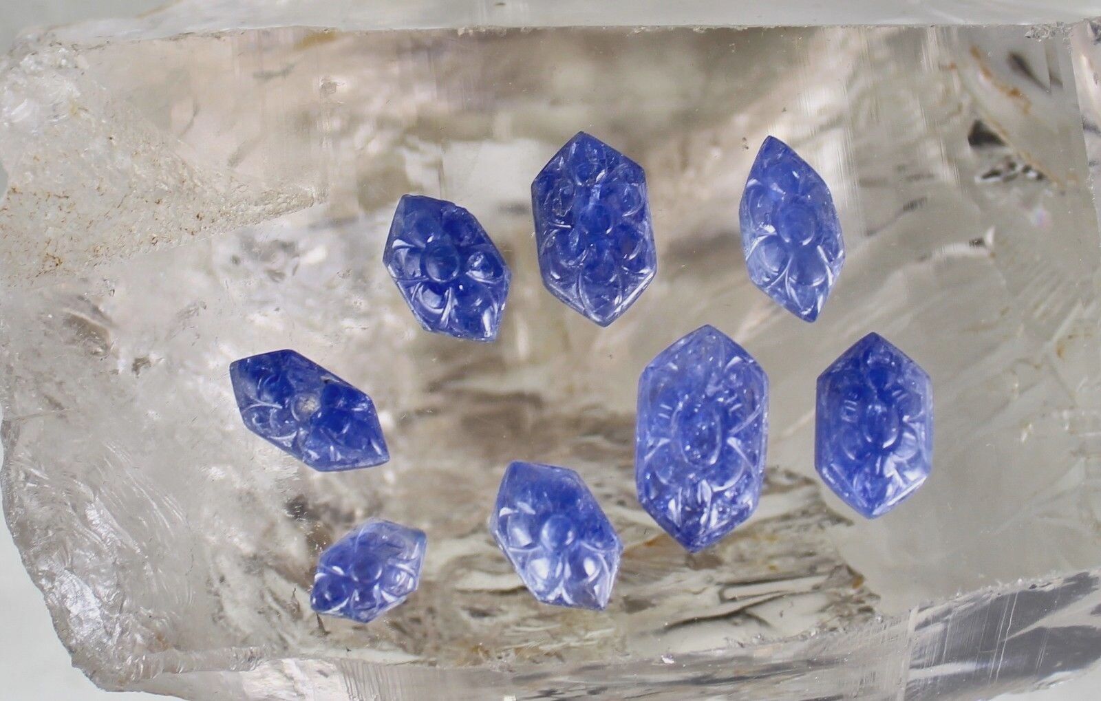 NATURAL UNTREATED BLUE SAPPHIRE CARVED MARKIS 8 PIECES 36 CARATS GEMSTONE SET