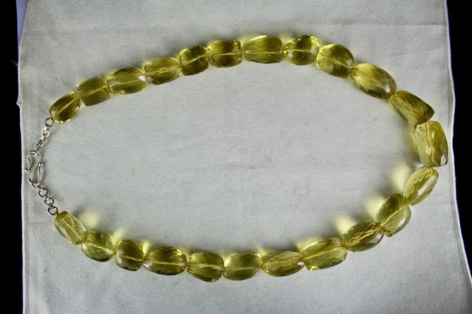 Certified Natural Lemon Quartz Beads 1354 Ct Faceted Sterling Silver Necklace