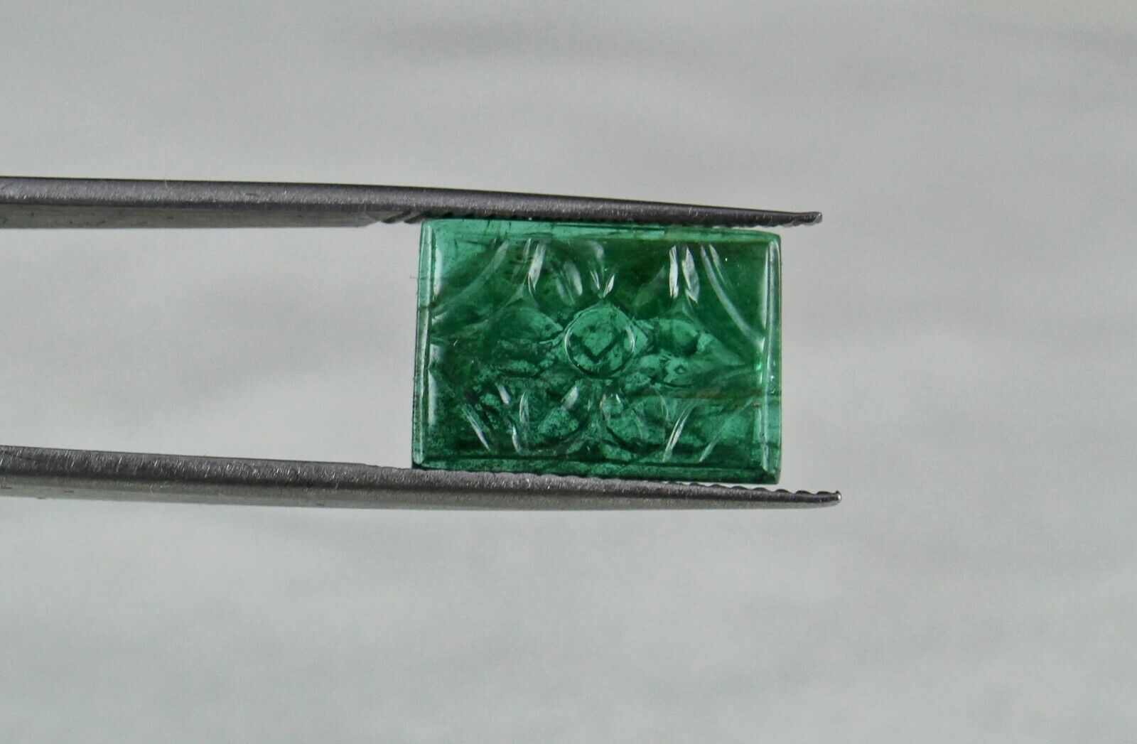 NATURAL ZAMBIA EMERALD RECTANGLE CARVED 3.64 CARATS GEMSTONE FOR RING PENDANT