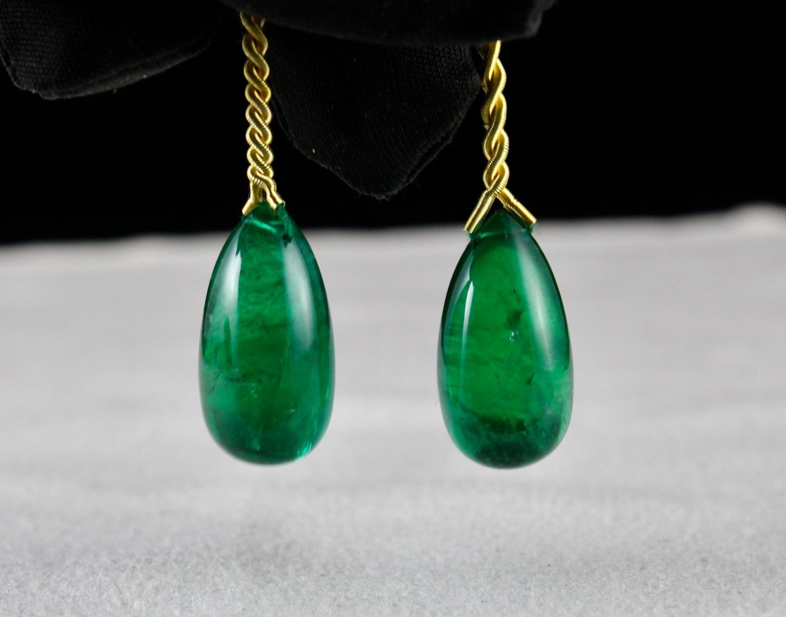 Certified Natural Emerald Tear Drop 35.54 Ct Loose Gemstone Pair Design Earrings